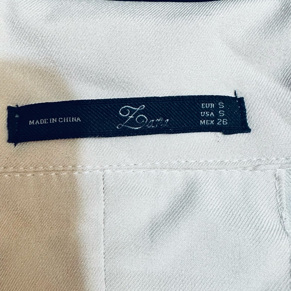 Zara White Blazer with Navy Label